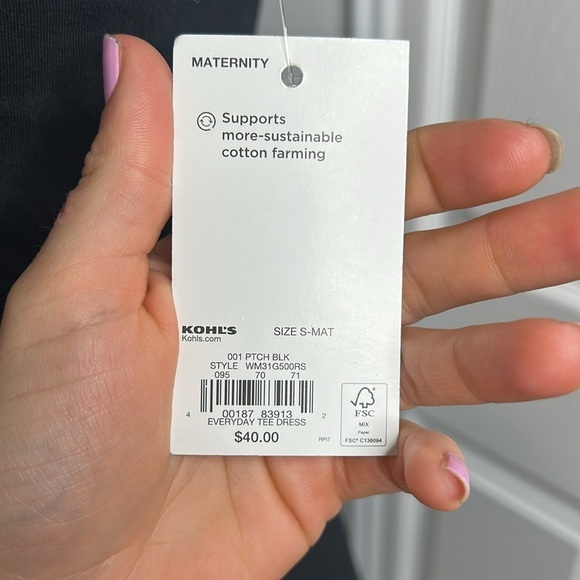 Sonoma Black Maternity Mini Dress Short Sleeve Crew Neck New S - Picture 3 of 5